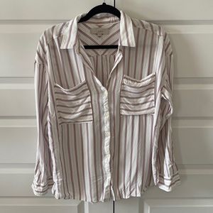 LOFT Striped Button Down Casual Blouse - L